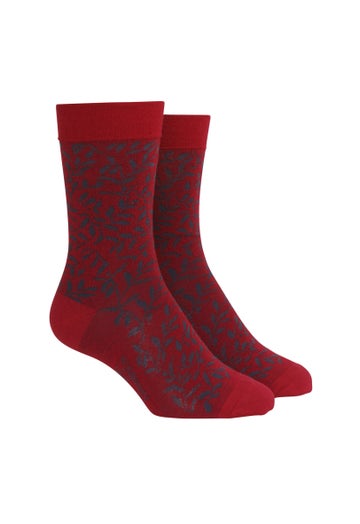 Red Merino Leaves Health Socks