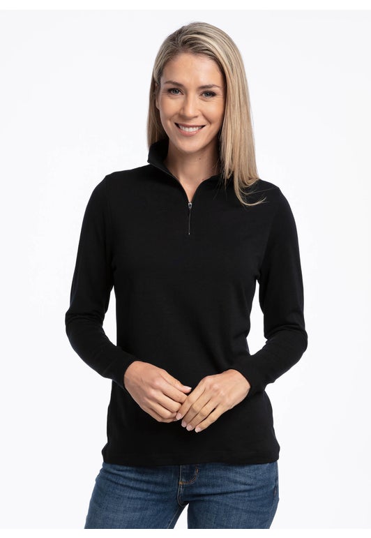 Black Merino Leisure Polo 1/4 Zip