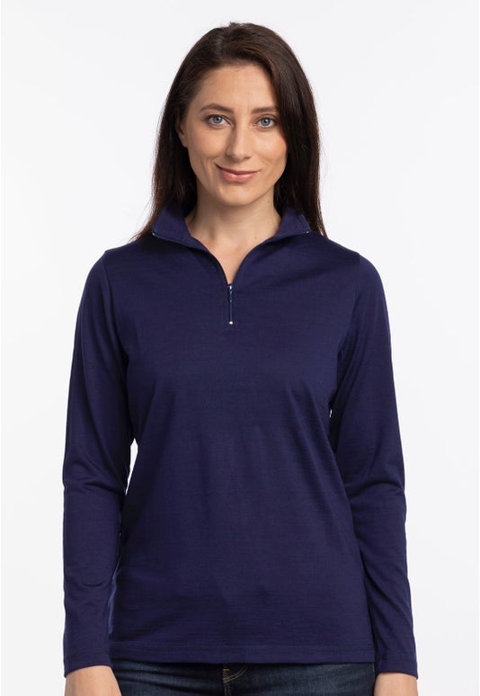 Navy Merino Leisure Polo 1/4 Zip
