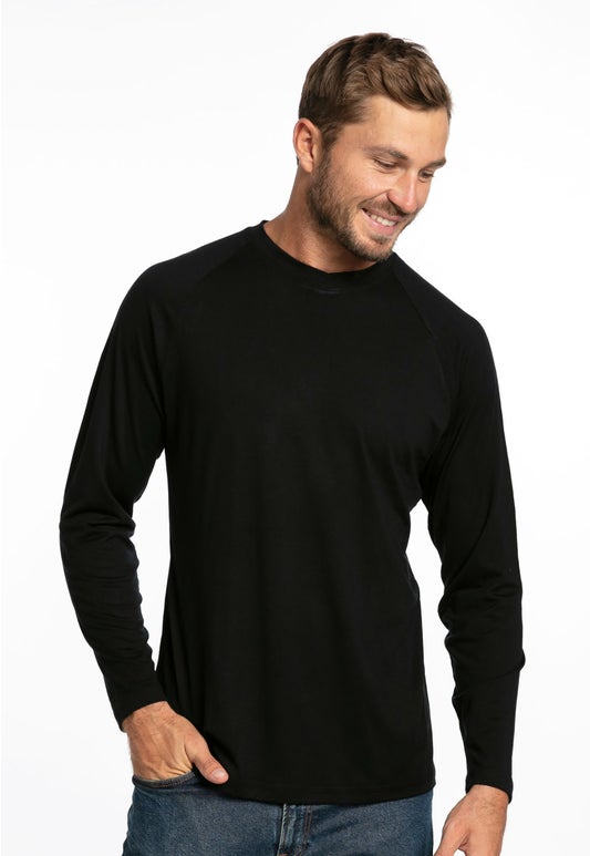 Black Merino Long Sleeve Crew