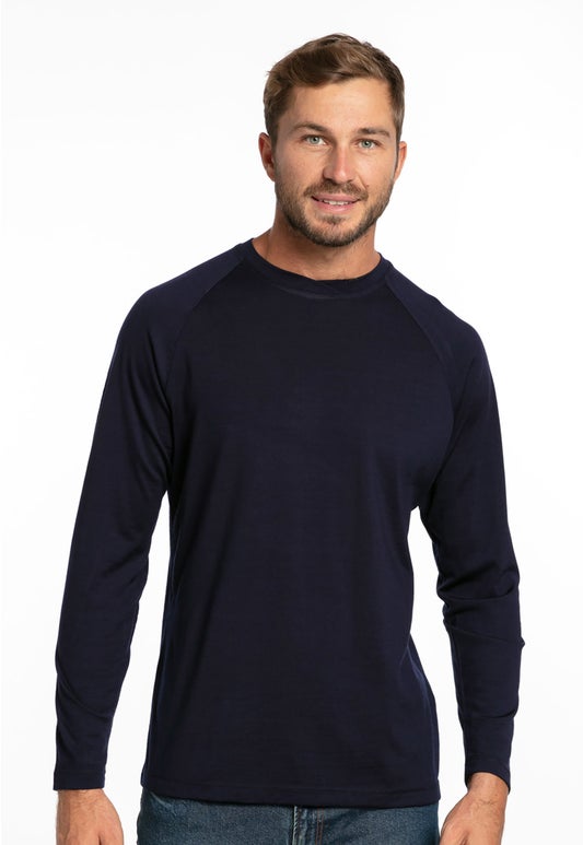 Navy Merino Long Sleeve Crew