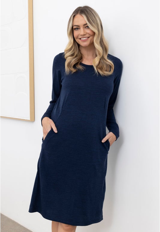 Midnight Merino Long Sleeved Dress