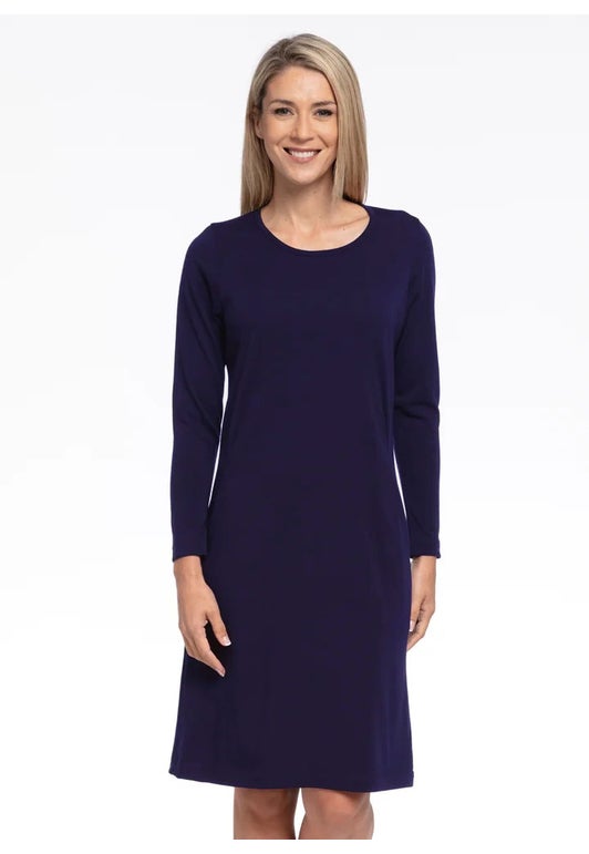 Navy Merino Long Sleeved Dress