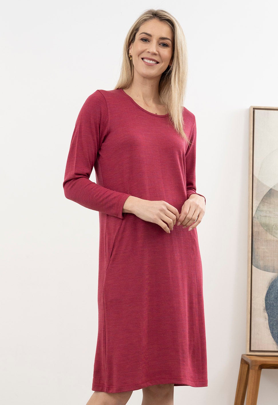 knee length dresses for ladies Long-Sleeve Split Neck Mini Dress with Self Tie & Ruffle Detail On Shoulder/Sleeve/Skirt with Lace Contrast On Sleeve
