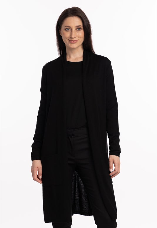 Black Merino Longline Cardigan