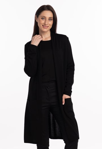 Black Merino Longline Cardigan