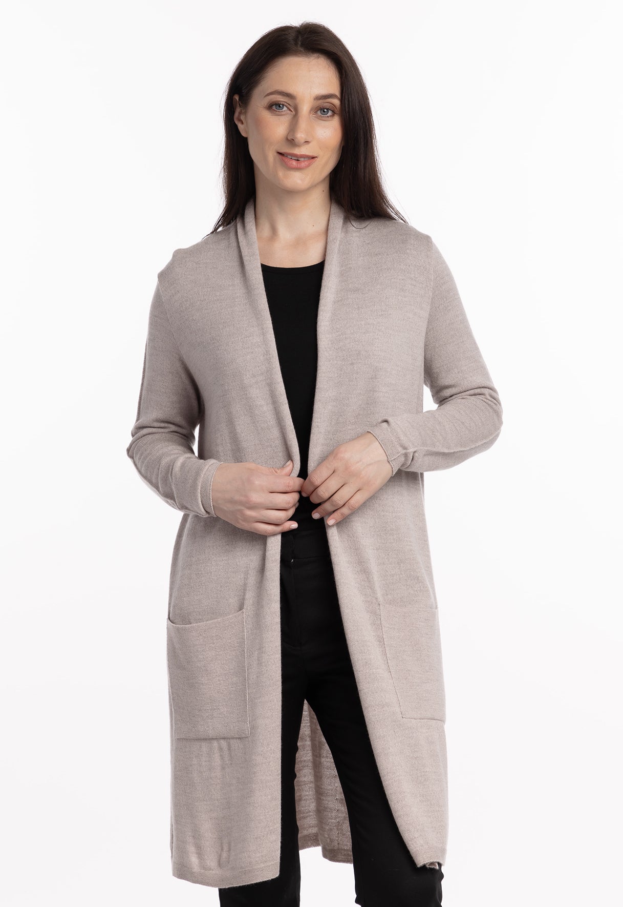 Sand Merino Longline Cardigan The Wool Company