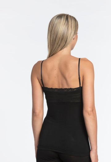 Black Merino Luxury Lace V Cami
