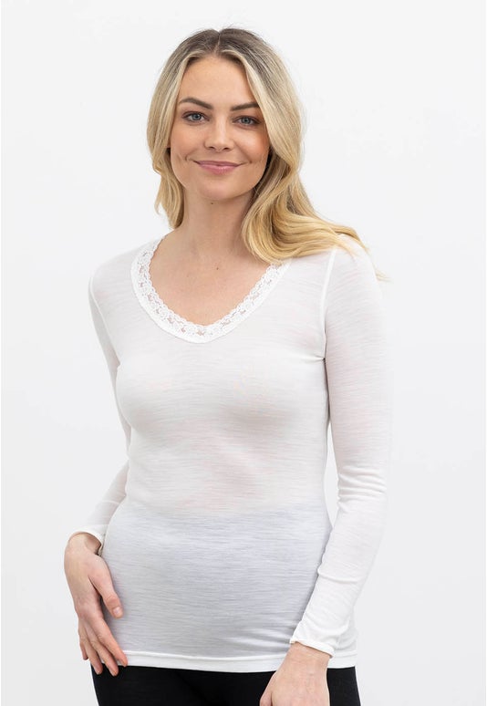 Ivory Merino Luxury Lace V Spencer