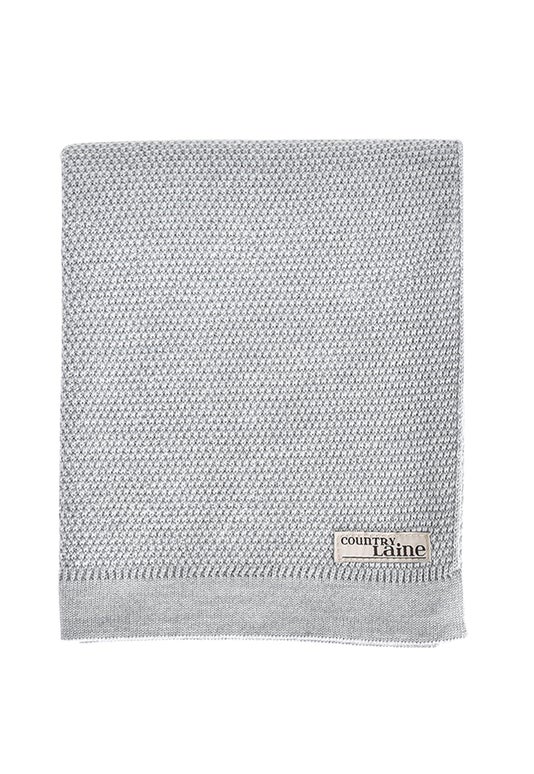Silver Merino Moss Stitch Baby Blanket