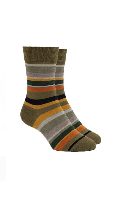 Khaki Merino Naples Stripe Sock