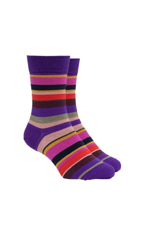 Purple Merino Naples Stripe Sock