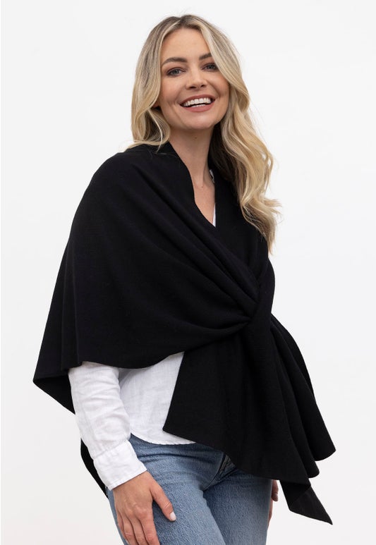 Black Merino Noto Wrap