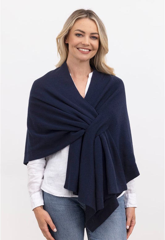 Navy Merino Noto Wrap