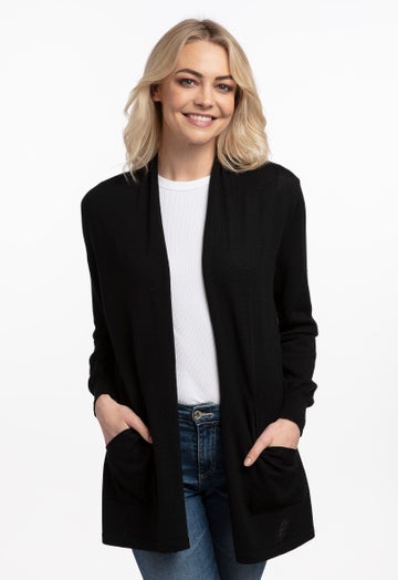 Black Merino Open Front Jacket