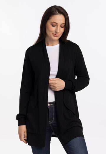 Black Merino Open Front Jacket