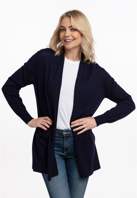 Merino Open Front Jacket Navy