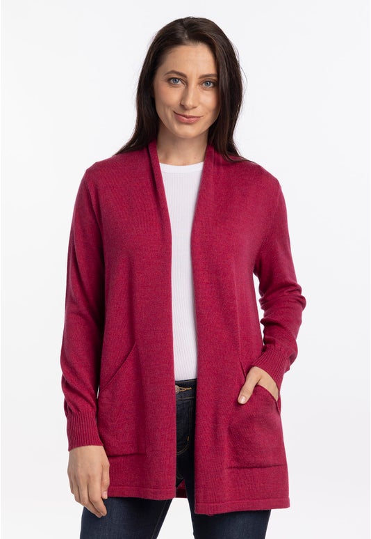Merino Open Front Jacket Raspberry Crush