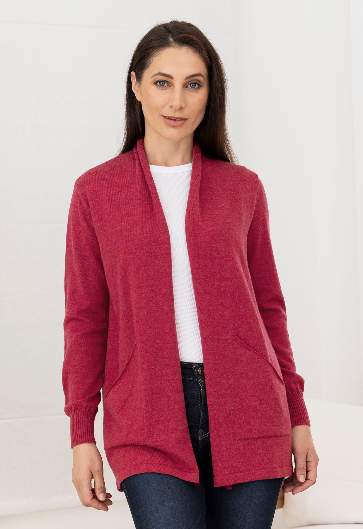 トップス CLASS MERINO WOOL W FRONT 2WAY CARDIGAN Merino Open Front Jacket Raspberry Crush | The Wool Company