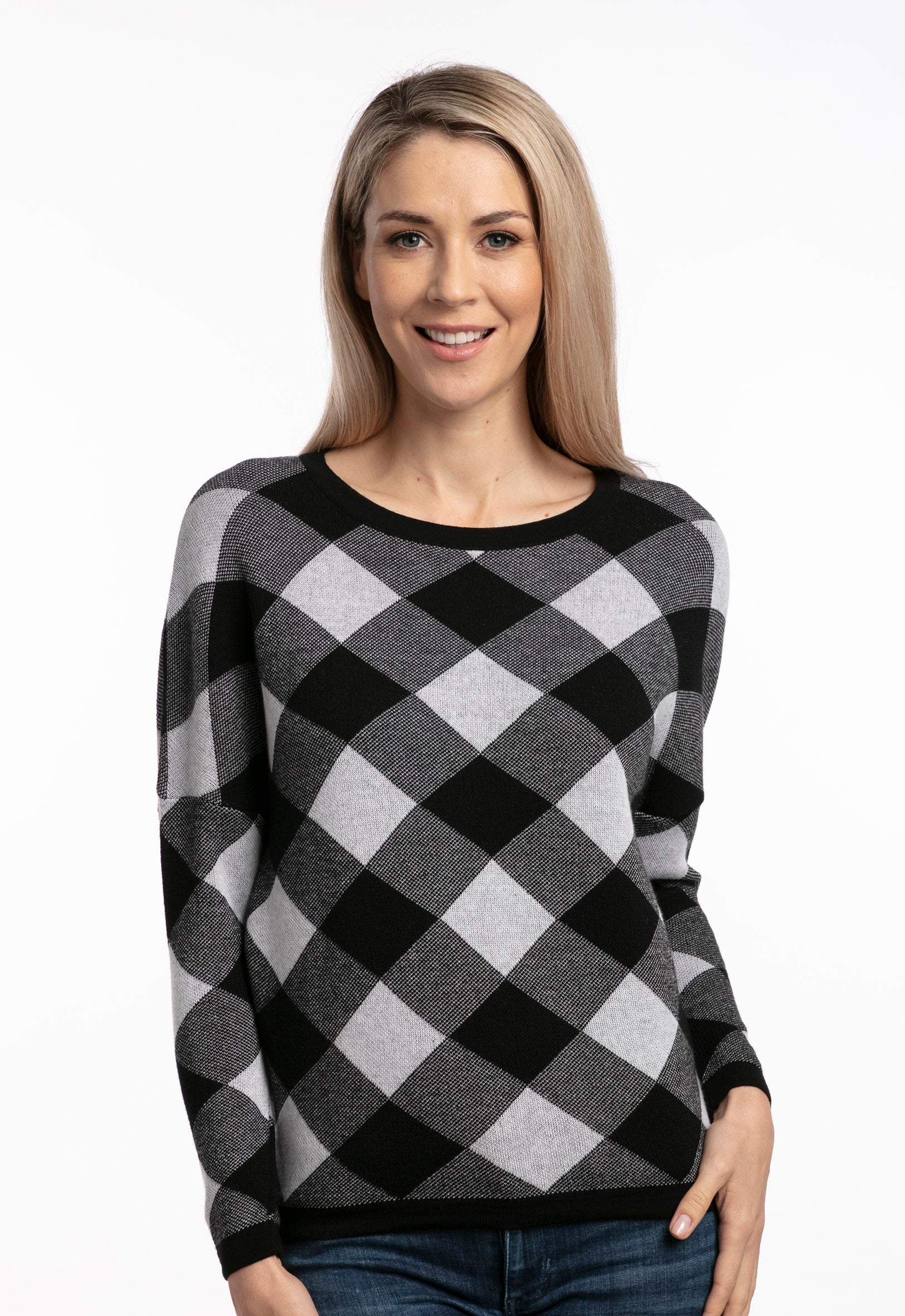 Merino Plaid Sweater in White | The 