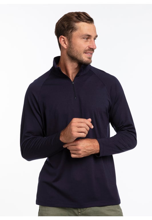 Navy Merino Polo Shirt
