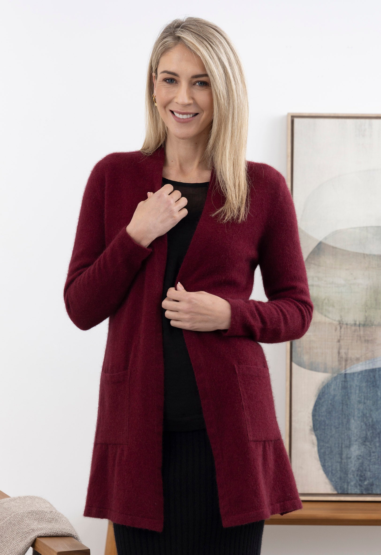 Merino Possum A Line Cardigan Mist | The Wool Company