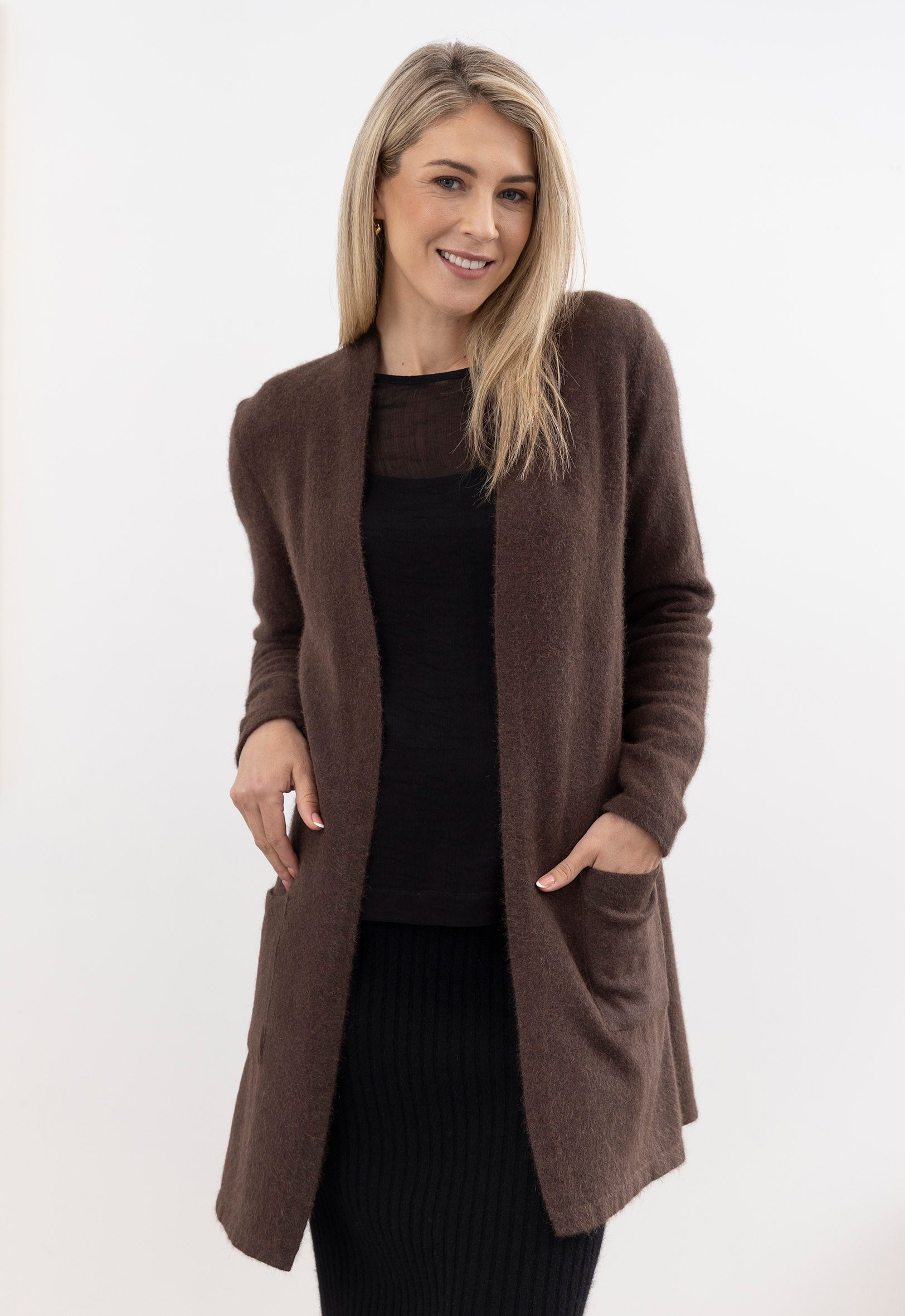Merino Possum A Line Cardigan Mist | The Wool Company
