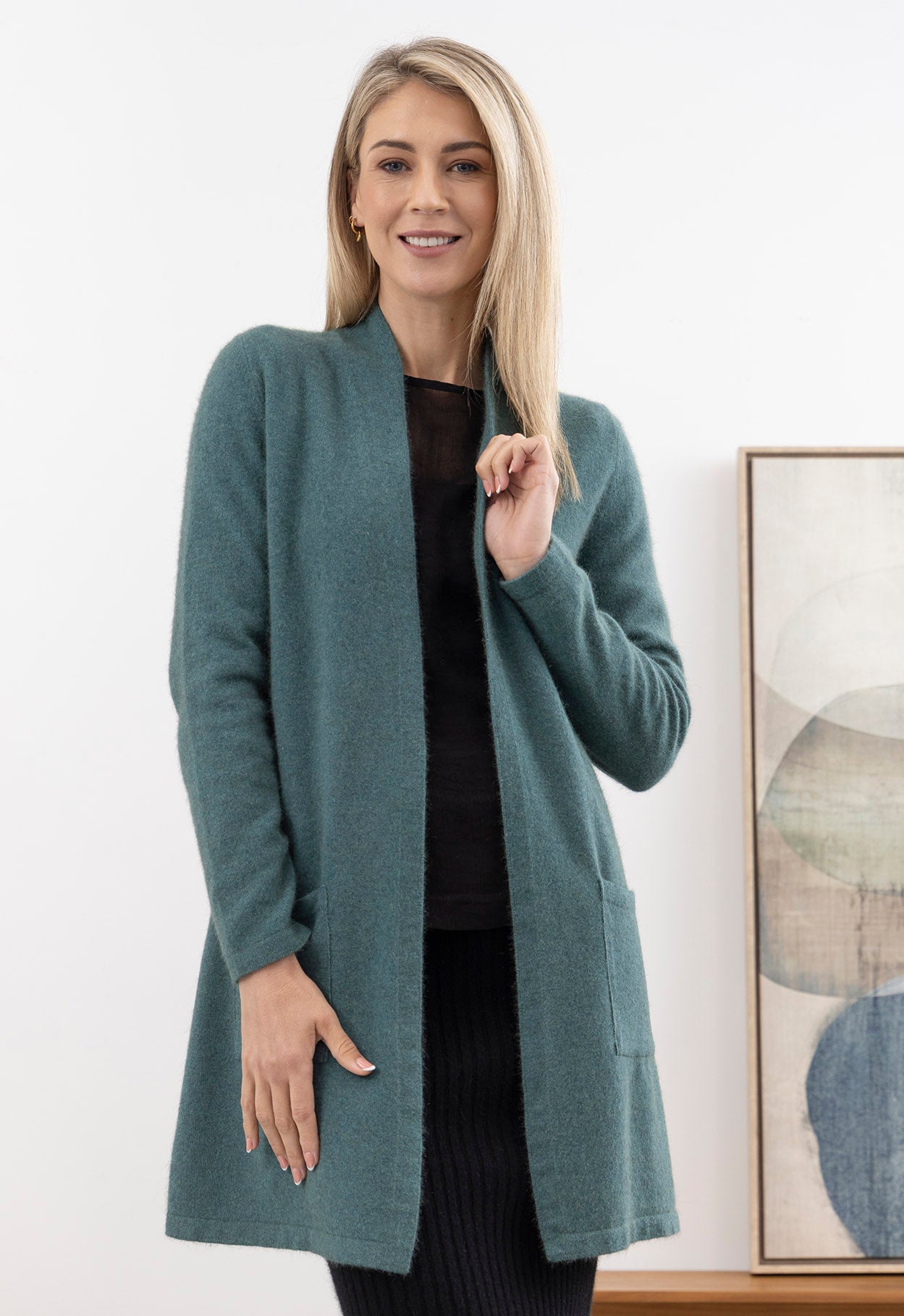 トップス Butcher Products wool cardigan 38 Merino Possum A Line Cardigan Mist | The Wool Company
