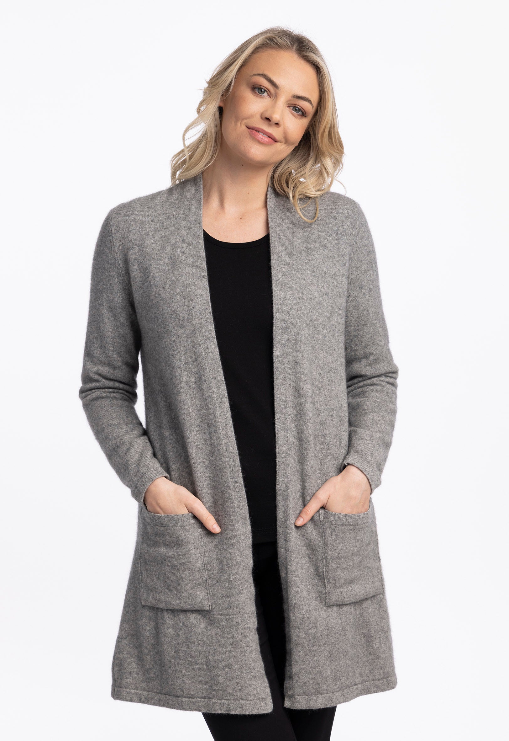 Merino Possum A Line Cardigan in Silver 