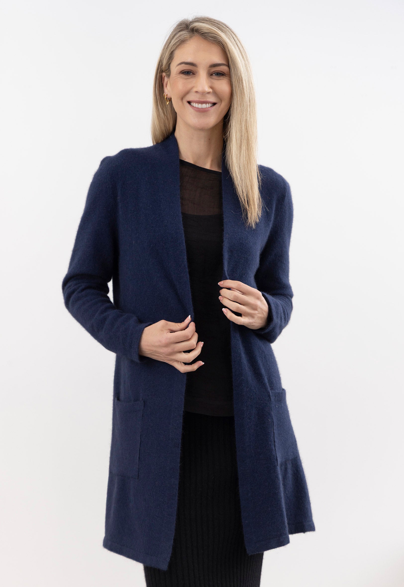 トップス CLASS MERINO WOOL W FRONT 2WAY CARDIGAN Merino Possum A Line Cardigan Twilight | The Wool Company