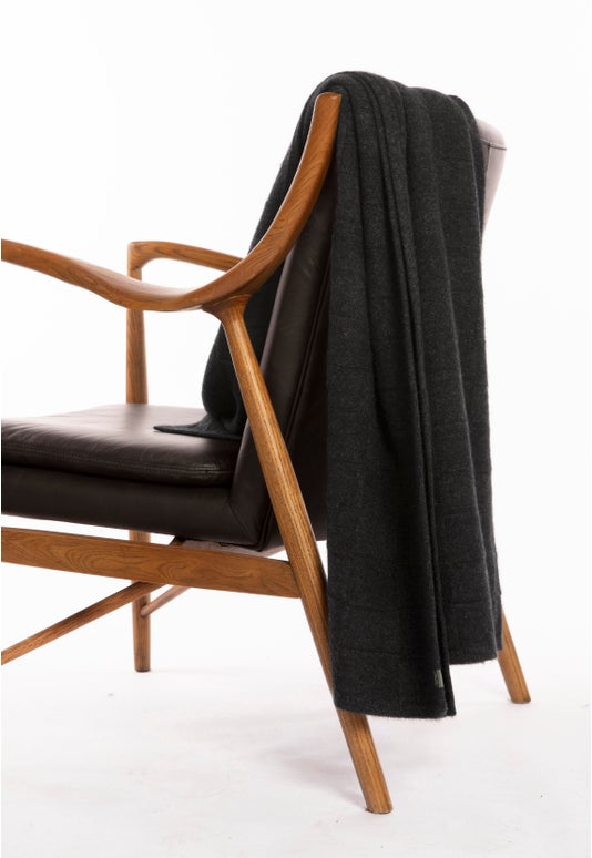 Charcoal Merino Possum Basket Weave Throw
