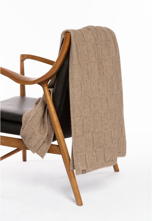 Oyster Merino Possum Basket Weave Throw