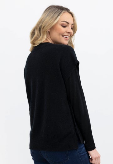 Black Merino Possum Button Vest