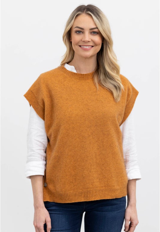 Ginger Merino Possum Button Vest