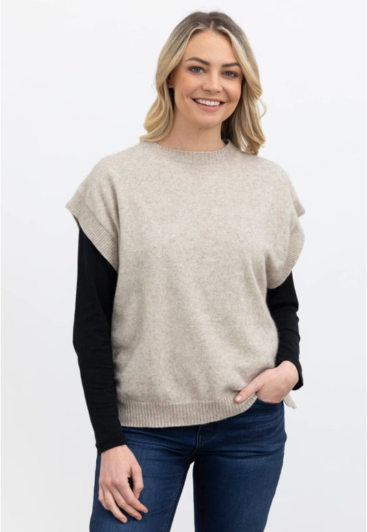 Natural Merino Possum Button Vest