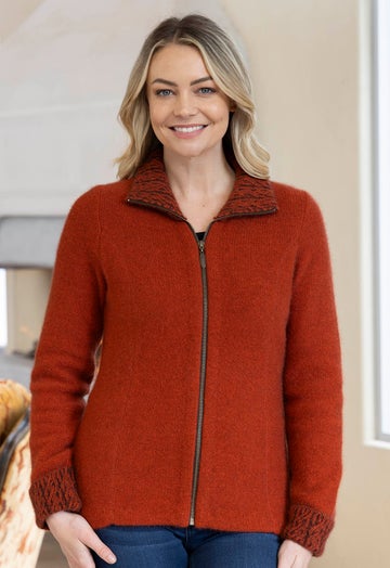 Sienna Merino Possum Cable Trim Jacket