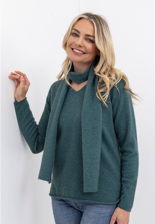 Mist Merino Possum Casual V Sweater