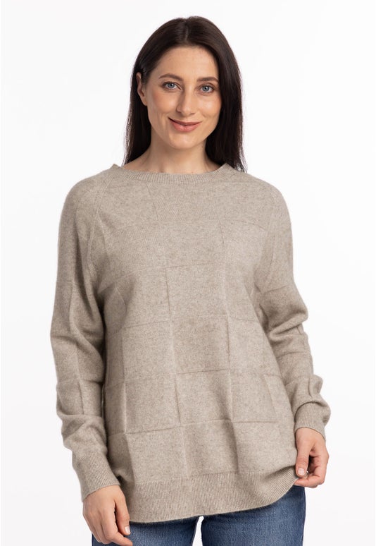 Natural Merino Possum Check Sweater