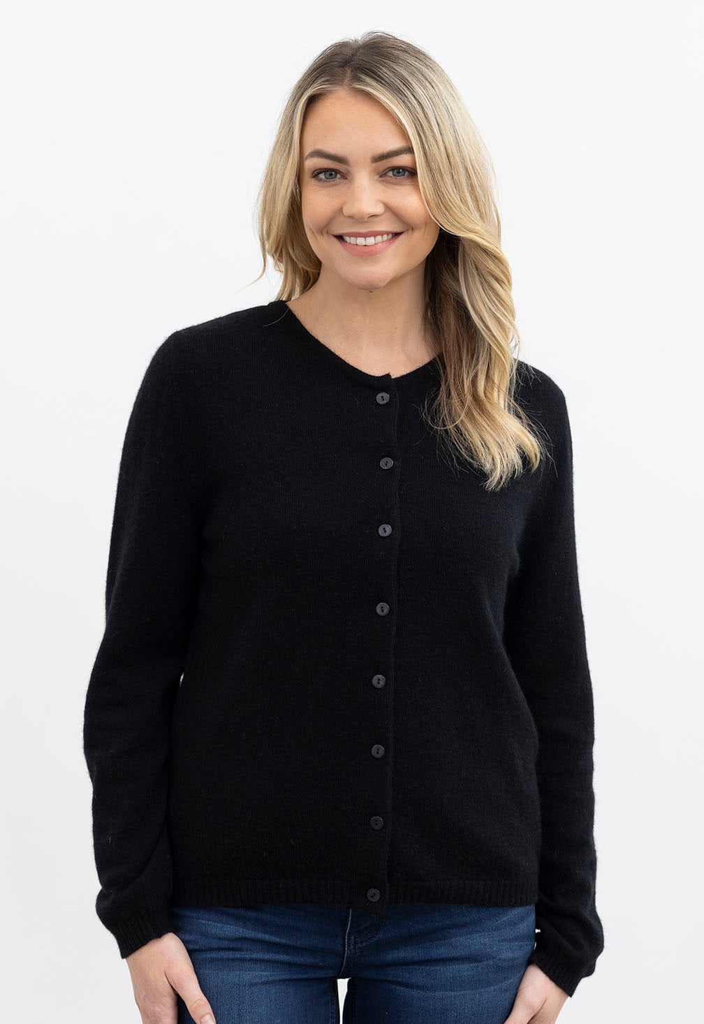 Merino Possum Classic Cardigan in Black | The Wool Company Merino Possum Classic Cardigan in Black | The Wool Company