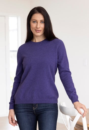 Violet Merino Possum Classic Crew Sweater
