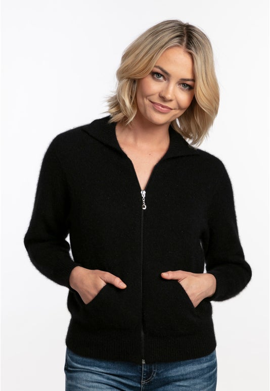 Merino Possum Collared Jacket Black