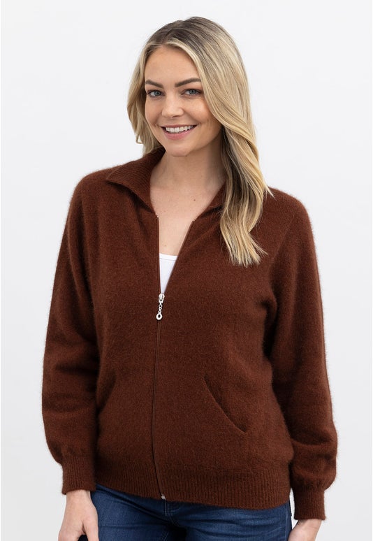 Russet Merino Possum Collared Jacket