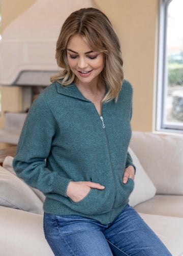 Sage Merino Possum Collared Jacket