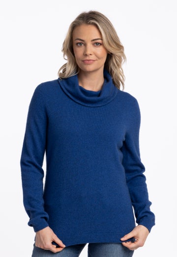 Cornflower Merino Possum Cowl Neck Sweater