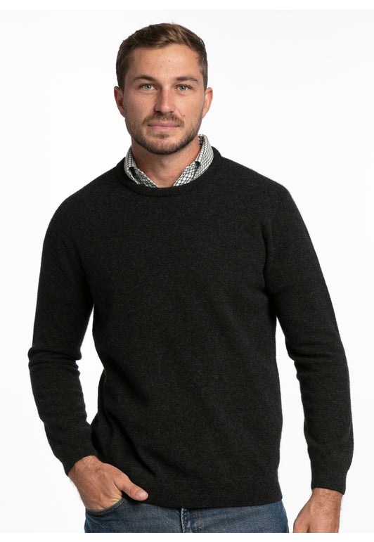 Charcoal Merino Possum Crew Neck Jersey