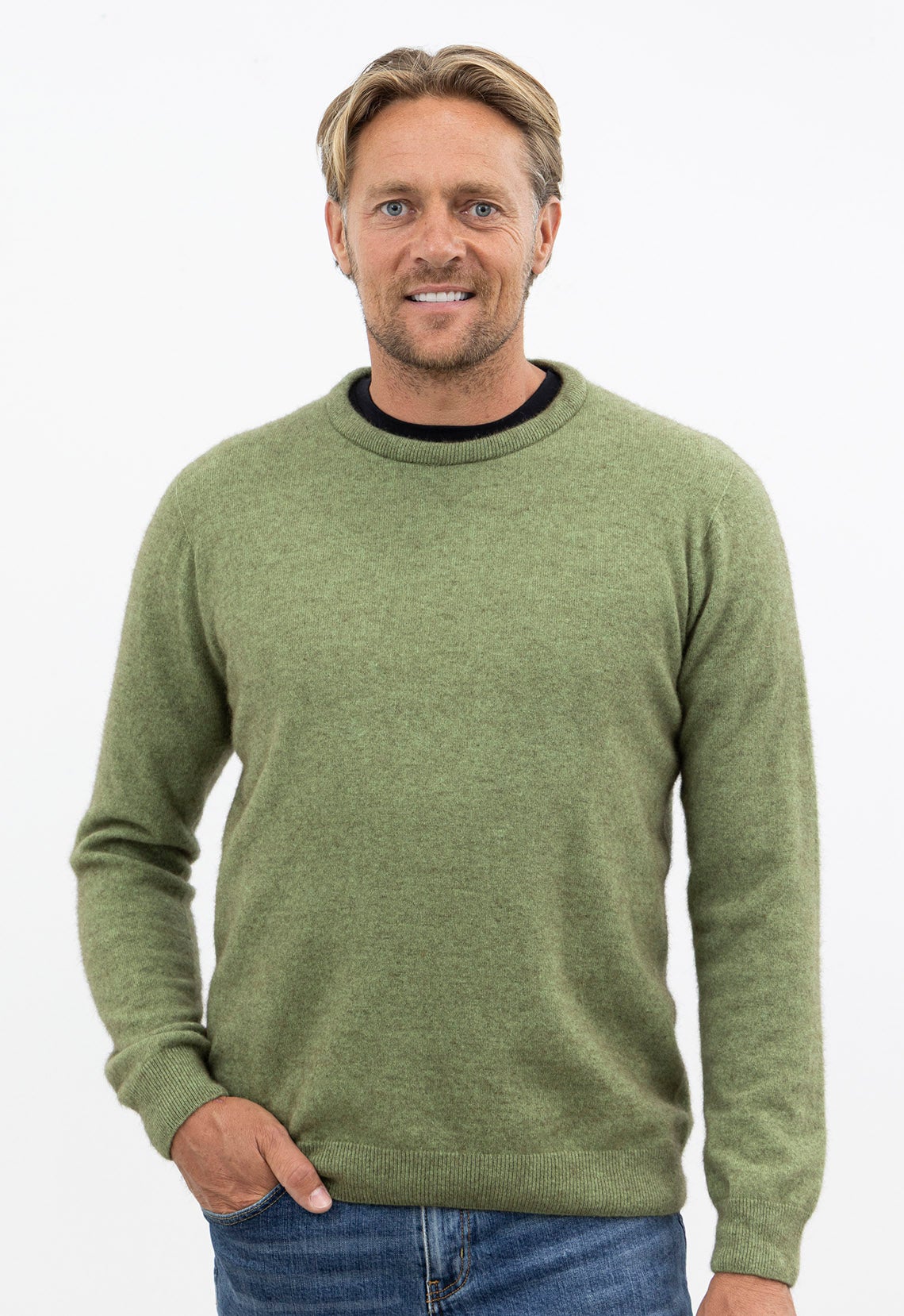 Merino Possum Crew Neck Jersey Sky | The Wool Company