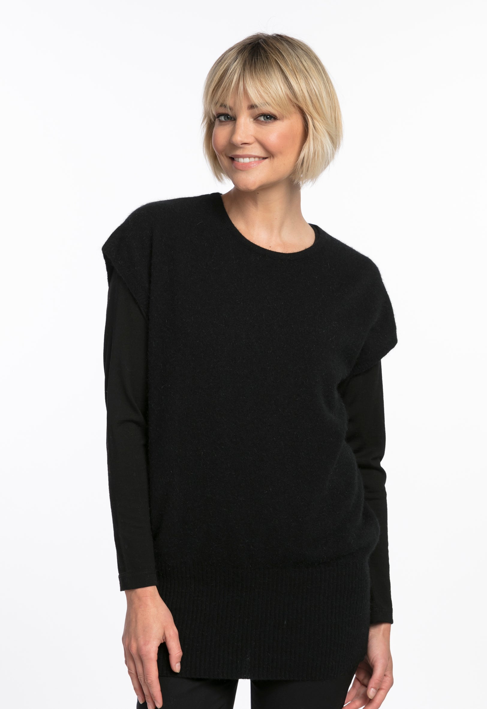 Merino Possum Crew Neck Tunic in Black 