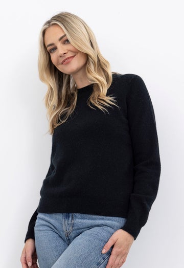 Black Merino Possum Crop Sweater