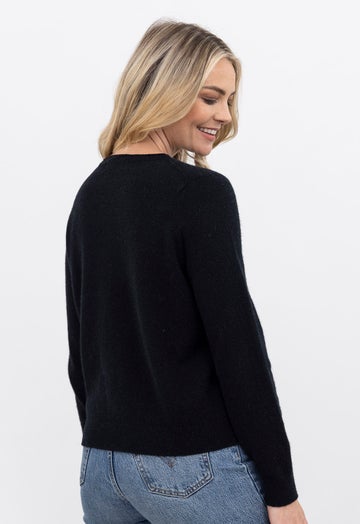 Black Merino Possum Crop Sweater