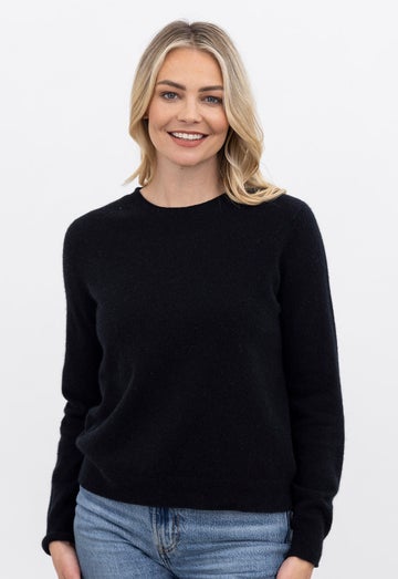 Black Merino Possum Crop Sweater